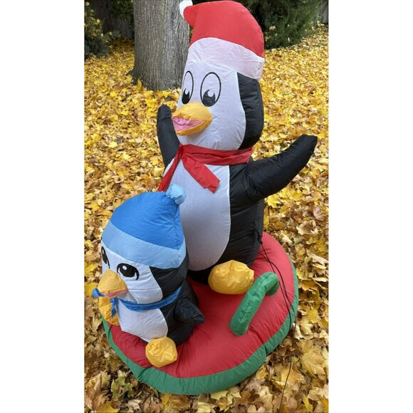 Inflatable Penguin a On Sled Christmas 4 FEET TALL - Picture 3 of 6